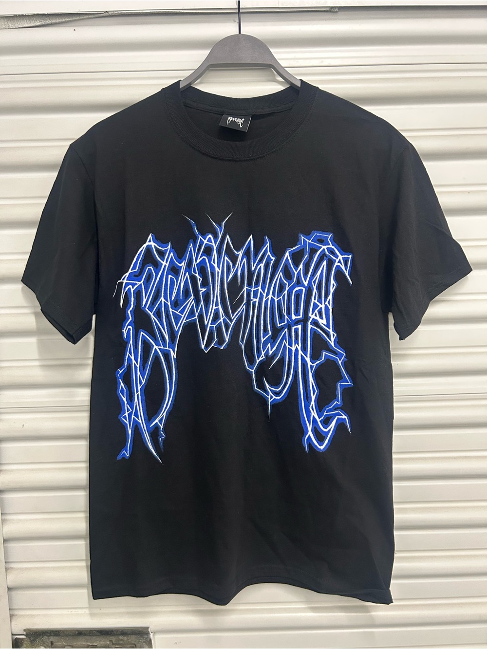 Revenge Clothing Black Tee with Electric Blue Graphic